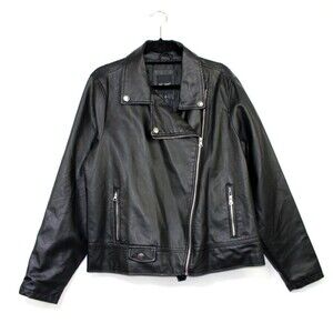 Me Jane 1X Faux Leather Motorcycle Jacket Coat Black Womens